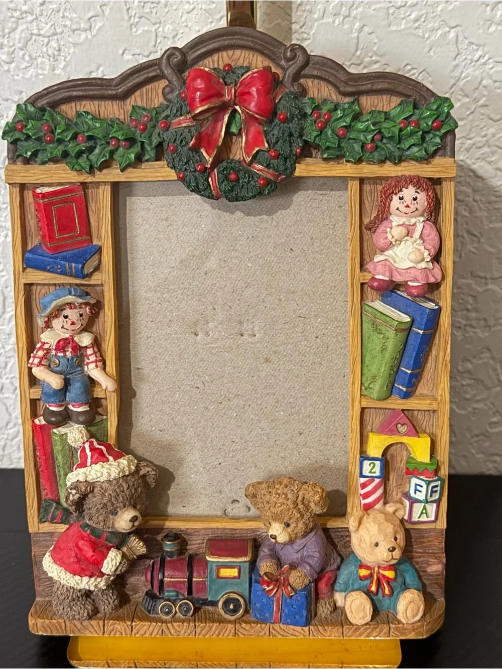 Vnt Raggedy Ann Christmas Holiday Tradition Photo Frame Bears  Resin 4x6 Photo